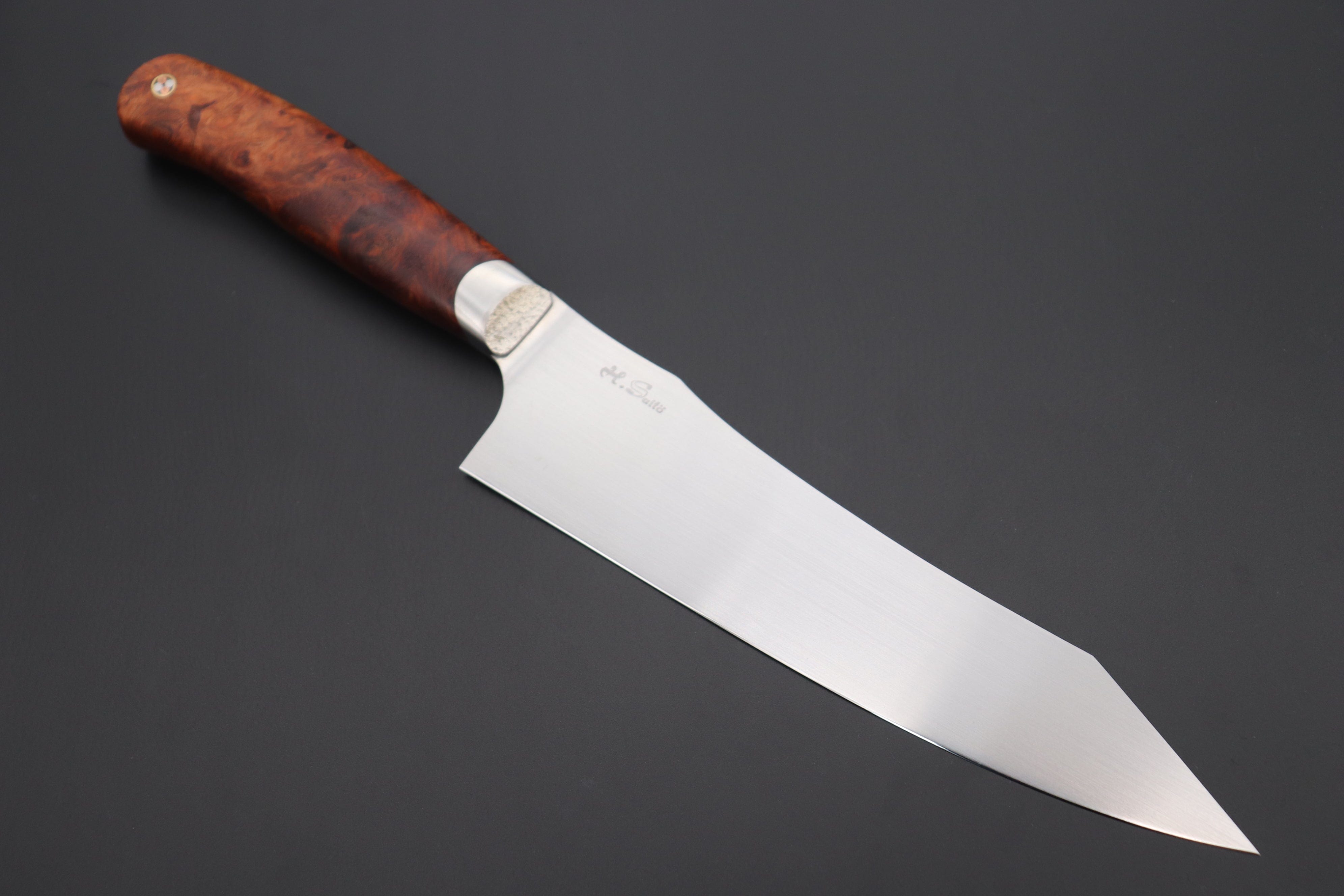 Custom Hand Made 7 3/4 inch Fixed Blade with cast Burl Handles