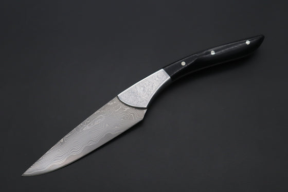 Others Steak Knife Koji Hara KH-530 Koji's Hammer Forged Damascus Custom Utility Steak Knife "Elegant Stubby"
