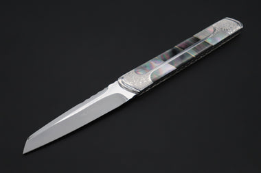 Others Steak Knife Koji Hara KH-550 M-390 Perfect Mirror Polish, Custom Utility Steak Knife "Silver Tanto"
