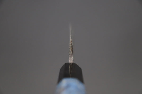 Shirou-Kunimitsu Wa Sujihiki Shirou-Kunimitsu White Steel No.2 Kurouchi Series Special Edition SK-7SP1 Wa Sujihiki 270mm (10.6 Inch, Ocean Blue Color Stabilized Maple Burl Wood Handle)