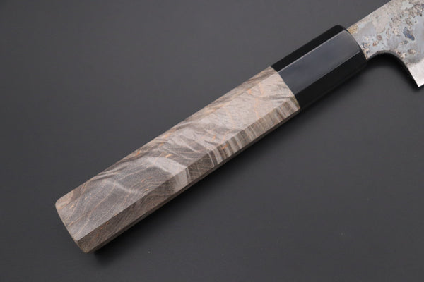 Shirou-Kunimitsu Wa Sujihiki Shirou-Kunimitsu White Steel No.2 Kurouchi Series Special Edition SK-7SP6 Wa Sujihiki 270mm (10.6 Inch, Dark Gray Color Stabilized Maple Burl Wood Handle)