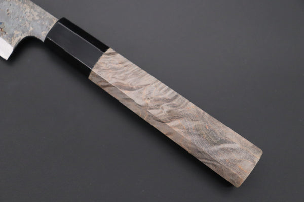 Shirou-Kunimitsu Wa Sujihiki Shirou-Kunimitsu White Steel No.2 Kurouchi Series Special Edition SK-7SP6 Wa Sujihiki 270mm (10.6 Inch, Dark Gray Color Stabilized Maple Burl Wood Handle)
