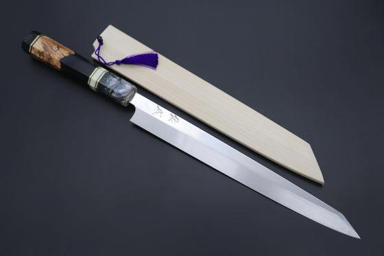 Sukenari Kiritsuke Yanagiba Honyaki SG-II HSG-7 Kiritsuke Yanagiba 270mm (10.6 Inch) / Right Handed Custom Limited Edition, Sukenari Honyaki SG-II Series HSG-7 Kiritsuke Yanagiba 270mm (10.6 Inch, Single Bevel Edge)