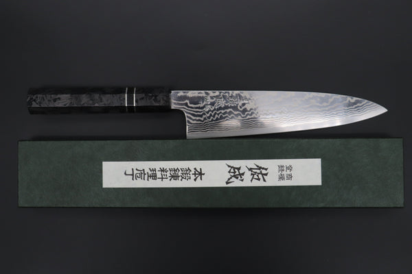 Sukenari Wa Gyuto Custom Limited Edition, Sukenari HAP-40 Nickel Damascus Wa Gyuto 210mm (8.2 inch, SCL-581)