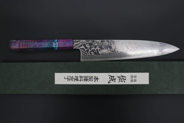 Sukenari Wa Gyuto Custom Limited Edition, Sukenari HAP-40 Nickel Damascus Wa Gyuto 240mm (9.4 inch, SCL-588)