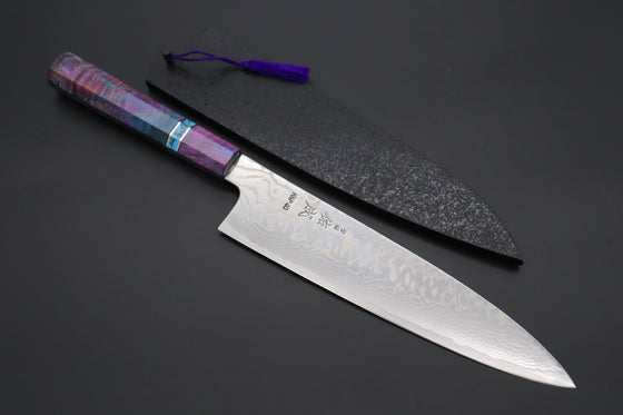 Sukenari Wa Gyuto Custom Limited Edition, Sukenari HAP-40 Nickel Damascus Wa Gyuto 240mm (9.4 inch, SCL-588)