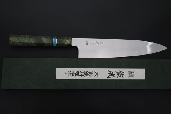 Sukenari Wa Gyuto SCL-702 VG-XEOS Wa Gyuto 240mm (9.4 inch) Custom Limited Edition, Sukenari VG-XEOS Clad Wa Gyuto 240mm - Double Shinogi, Mirror Polish (9.4 inch, SCL-702)