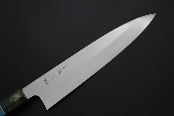 Sukenari Wa Gyuto SCL-702 VG-XEOS Wa Gyuto 240mm (9.4 inch) Custom Limited Edition, Sukenari VG-XEOS Clad Wa Gyuto 240mm - Double Shinogi, Mirror Polish (9.4 inch, SCL-702)