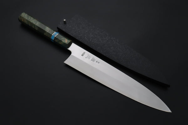 Sukenari Wa Gyuto SCL-702 VG-XEOS Wa Gyuto 240mm (9.4 inch) Custom Limited Edition, Sukenari VG-XEOS Clad Wa Gyuto 240mm - Double Shinogi, Mirror Polish (9.4 inch, SCL-702)