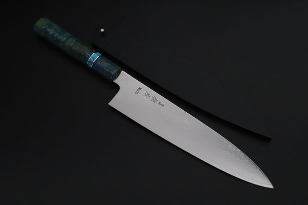 Sukenari Wa Gyuto SCL-645 VG-XEOS Wa Gyuto 240mm (9.4 inch) Custom Limited Edition, Sukenari VG-XEOS Nickel Damascus Wa Gyuto 240mm (9.4 inch, SCL-645)