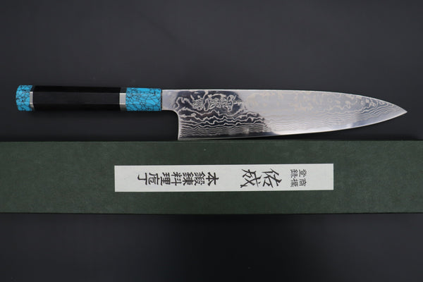 Sukenari Wa Gyuto SCL-358 ZDP189 Wa Gyuto 240mm (9.4 inch) Custom Limited Edition, Sukenari ZDP-189 Nickel Damascus Wa Gyuto 240mm (9.4 inch, SCL-358)