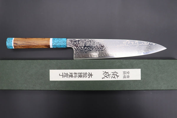 Sukenari Wa Gyuto SCL-439 ZDP189 Wa Gyuto 240mm (9.4 inch) Custom Limited Edition, Sukenari ZDP-189 Nickel Damascus Wa Gyuto 240mm (9.4 inch, SCL-439)