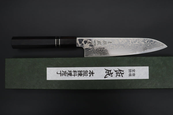 Sukenari Wa Santoku Custom Limited Edition, Sukenari HAP-40 Nickel Damascus Wa Santoku 190mm (7.4 inch, SCL-507)