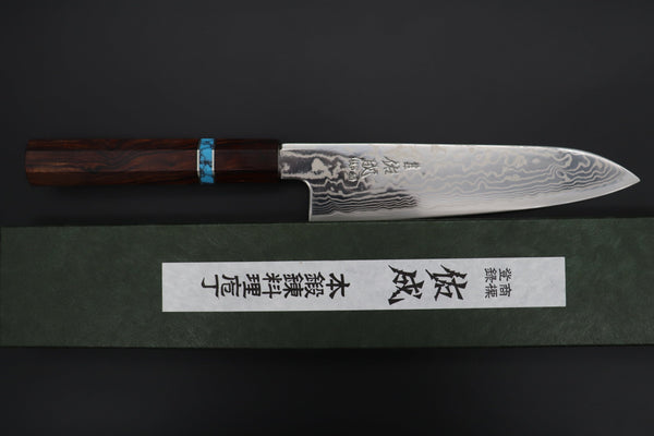 Sukenari Wa Santoku Custom Limited Edition, Sukenari HAP-40 Nickel Damascus Wa Santoku 190mm (7.4 inch, SCL-508)