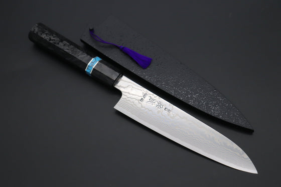 Sukenari Wa Santoku Custom Limited Edition, Sukenari HAP-40 Nickel Damascus Wa Santoku 190mm (7.4 inch, SCL-577)