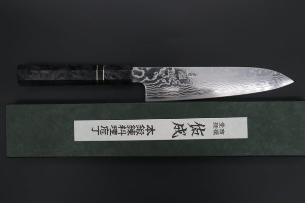 Sukenari Wa Santoku Custom Limited Edition, Sukenari HAP-40 Nickel Damascus Wa Santoku 190mm (7.4 inch, SCL-578)