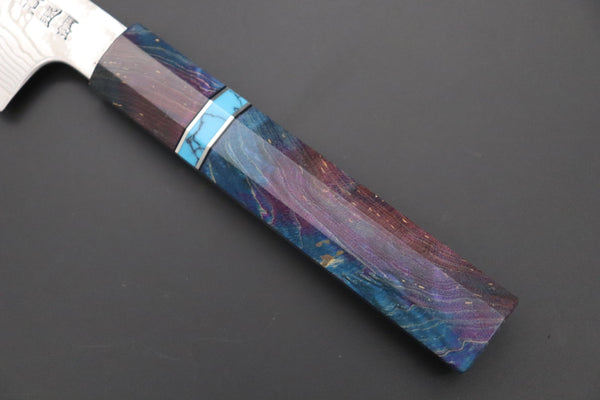 Sukenari Wa Santoku Custom Limited Edition, Sukenari HAP-40 Nickel Damascus Wa Santoku 190mm (7.4 inch, SCL-579)