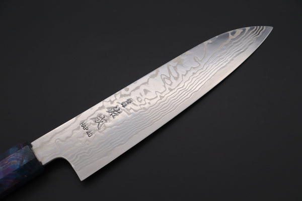 Sukenari Wa Santoku Custom Limited Edition, Sukenari HAP-40 Nickel Damascus Wa Santoku 190mm (7.4 inch, SCL-579)