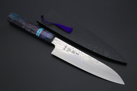 Sukenari Wa Santoku Custom Limited Edition, Sukenari HAP-40 Nickel Damascus Wa Santoku 190mm (7.4 inch, SCL-579)