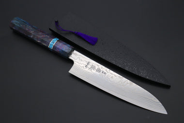 Sukenari Wa Santoku Custom Limited Edition, Sukenari HAP-40 Nickel Damascus Wa Santoku 190mm (7.4 inch, SCL-579)