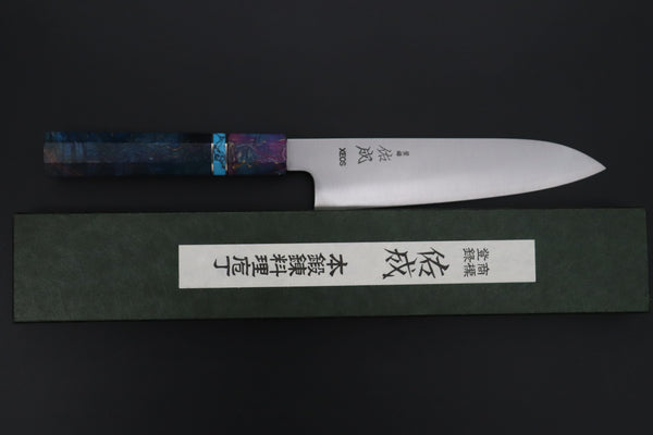 Sukenari Wa Santoku SCL-657 VG-XEOS Wa Santoku 190mm (7.4 inch) Custom Limited Edition, Sukenari VG-XEOS Clad Wa Santoku 190mm (7.4 inch, SCL-656)