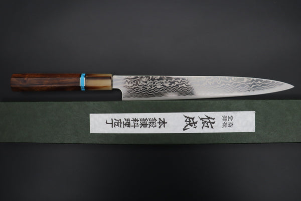 Sukenari Wa Sujihiki Custom Limited Edition, Sukenari HAP-40 Nickel Damascus Wa Sijihiki 240mm (9.4 inch, SCL-527)