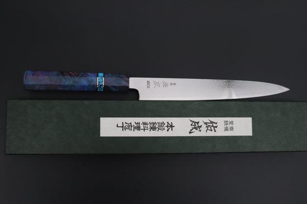 Sukenari Wa Sujihiki SCL-654 VG-XEOS Wa Sujihiki 240mm (9.4 inch) Custom Limited Edition, Sukenari VG-XEOS Nickel Damascus Wa Sujihiki 240mm (9.4 inch, SCL-654)
