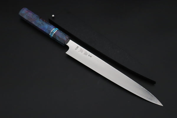 Sukenari Wa Sujihiki SCL-654 VG-XEOS Wa Sujihiki 240mm (9.4 inch) Custom Limited Edition, Sukenari VG-XEOS Nickel Damascus Wa Sujihiki 240mm (9.4 inch, SCL-654)