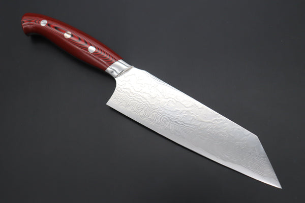 Takeshi Saji Bunka SNRD-4RB Bunka 185mm Takeshi Saji R-2 Custom Diamond Damascus Wild Series New Design SNRD-4RB Bunka180mm (7 inch, Red&Black Linen Micarta Handle)