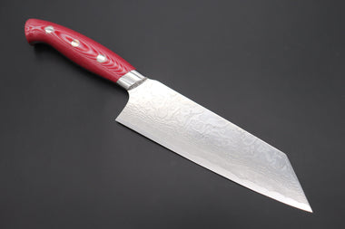 Takeshi Saji Bunka SNRD-4RW Bunka 180mm Takeshi Saji R-2 Custom Diamond Damascus Wild Series New Design SNRD-4RW Bunka180mm (7 inch, Red/White Linen Micarta Handle)