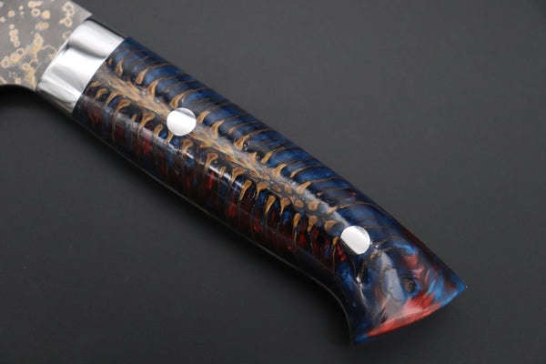 Takeshi Saji Bunka Takeshi Saji SUMMIT ― Limited Edition Custom Series SMT-1073 VG-10W Multi-Colored Golden-Rainbow Damascus Bunka 175mm (6.8 Inch)