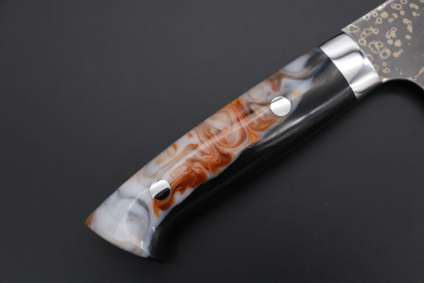 Takeshi Saji Bunka Takeshi Saji SUMMIT ― Limited Edition Custom Series SMT-1076 VG-10W Multi-Colored Golden-Rainbow Damascus Bunka 175mm (6.8 Inch)