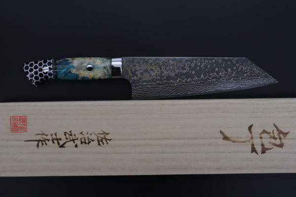 Takeshi Saji Bunka Takeshi Saji SUMMIT ― Limited Edition Custom Series SMT-1077 VG-10W Multi-Colored Golden-Rainbow Damascus Bunka 175mm (6.8 Inch)