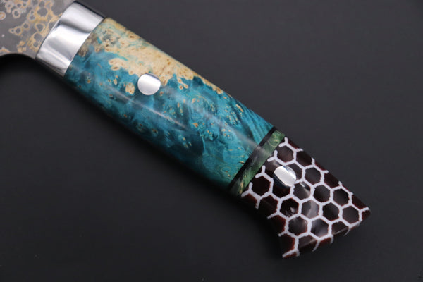 Takeshi Saji Bunka Takeshi Saji SUMMIT ― Limited Edition Custom Series SMT-1077 VG-10W Multi-Colored Golden-Rainbow Damascus Bunka 175mm (6.8 Inch)