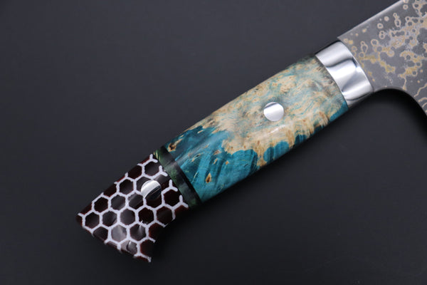 Takeshi Saji Bunka Takeshi Saji SUMMIT ― Limited Edition Custom Series SMT-1077 VG-10W Multi-Colored Golden-Rainbow Damascus Bunka 175mm (6.8 Inch)