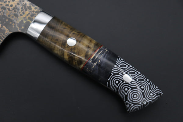 Takeshi Saji Bunka Takeshi Saji SUMMIT ― Limited Edition Custom Series SMT-1079 VG-10W Multi-Colored Golden-Rainbow Damascus Bunka 175mm (6.8 Inch)