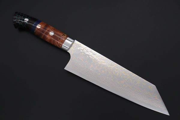 Takeshi Saji Bunka Takeshi Saji SUMMIT ― Limited Edition Custom Series SMT-1118 VG-10W磨 Multi-Colored Golden-Rainbow Damascus Bunka 175mm (6.8 Inch)