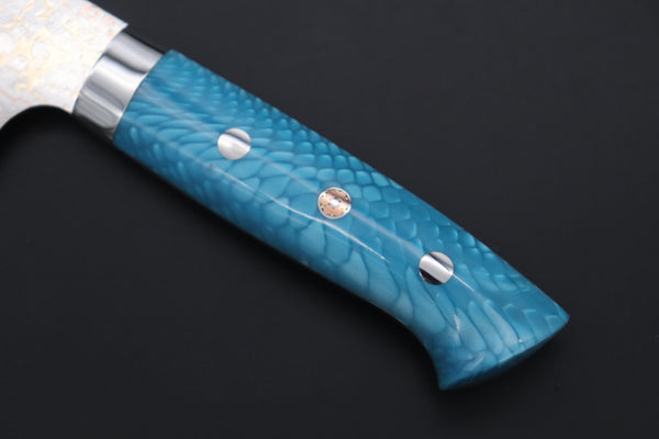 Takeshi Saji Bunka Takeshi Saji SUMMIT ― Limited Edition Custom Series SMT-1121 VG-10W磨 Multi-Colored Golden-Rainbow Damascus Bunka 175mm (6.8 Inch)