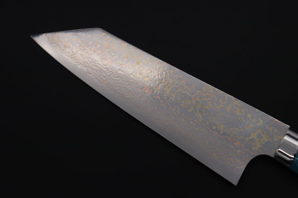 Takeshi Saji Bunka Takeshi Saji SUMMIT ― Limited Edition Custom Series SMT-1121 VG-10W磨 Multi-Colored Golden-Rainbow Damascus Bunka 175mm (6.8 Inch)