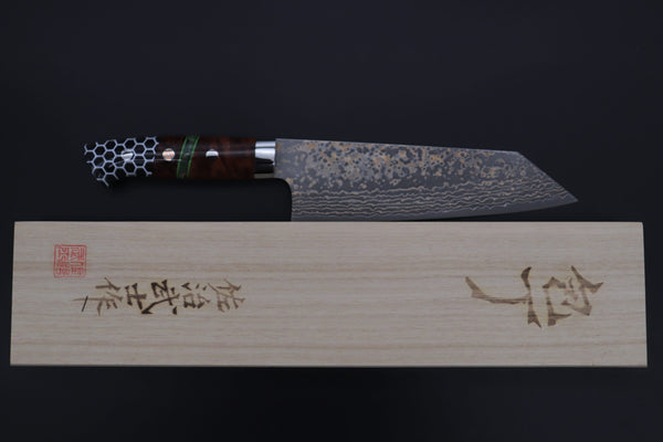 Takeshi Saji Bunka Takeshi Saji SUMMIT ― Limited Edition Custom Series SMT-1149 VG-10W Multi-Colored Golden-Rainbow Damascus Bunka 175mm (6.8 Inch)