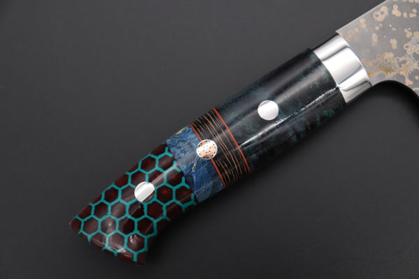 Takeshi Saji Bunka Takeshi Saji SUMMIT ― Limited Edition Custom Series SMT-1151 VG-10W Multi-Colored Golden-Rainbow Damascus Bunka 175mm (6.8 Inch)