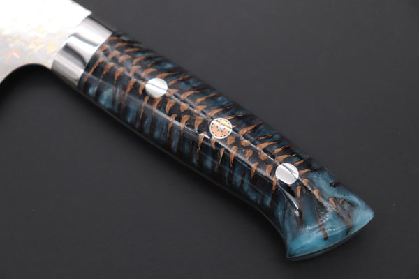 Takeshi Saji Bunka Takeshi Saji SUMMIT ― Limited Edition Custom Series SMT-1165 VG-10W磨 Multi-Colored Golden-Rainbow Damascus Bunka 175mm (6.8 Inch)