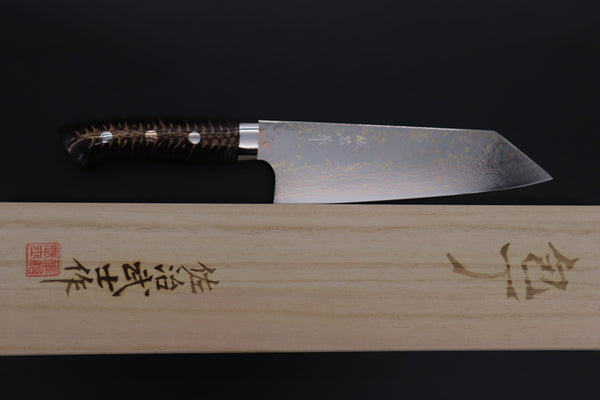 Takeshi Saji Bunka Takeshi Saji SUMMIT ― Limited Edition Custom Series SMT-1166 VG-10W磨 Multi-Colored Golden-Rainbow Damascus Bunka 175mm (6.8 Inch)