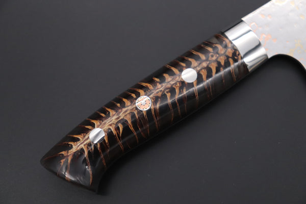 Takeshi Saji Bunka Takeshi Saji SUMMIT ― Limited Edition Custom Series SMT-1166 VG-10W磨 Multi-Colored Golden-Rainbow Damascus Bunka 175mm (6.8 Inch)