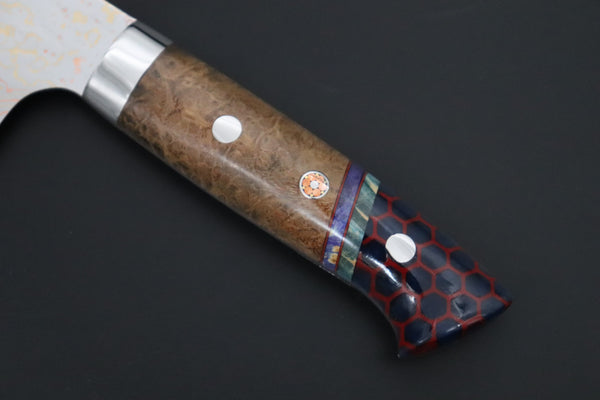 Takeshi Saji Bunka Takeshi Saji SUMMIT ― Limited Edition Custom Series SMT-1207 VG-10W磨 Multi-Colored Golden-Rainbow Damascus Bunka 175mm (6.8 Inch)