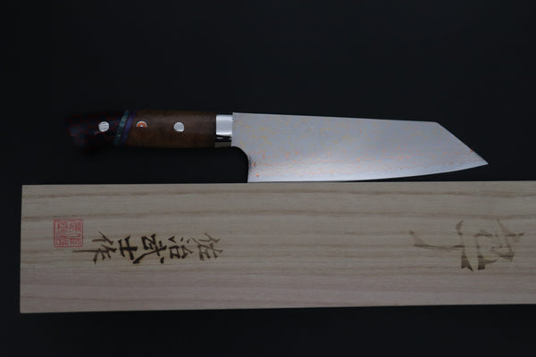 Takeshi Saji Bunka Takeshi Saji SUMMIT ― Limited Edition Custom Series SMT-1207 VG-10W磨 Multi-Colored Golden-Rainbow Damascus Bunka 175mm (6.8 Inch)