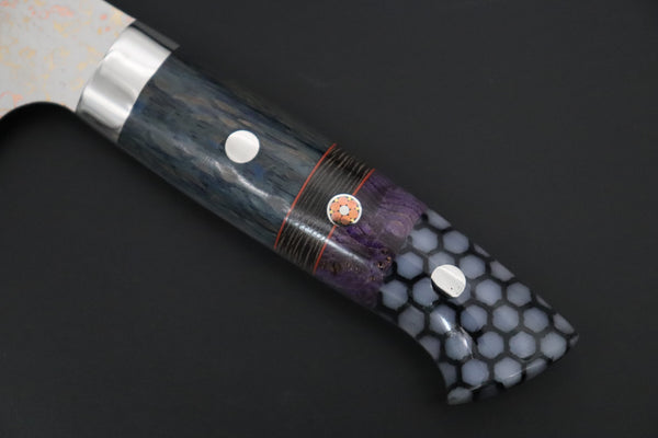 Takeshi Saji Bunka Takeshi Saji SUMMIT ― Limited Edition Custom Series SMT-1208 VG-10W磨 Multi-Colored Golden-Rainbow Damascus Bunka 175mm (6.8 Inch)