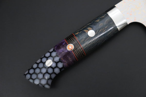 Takeshi Saji Bunka Takeshi Saji SUMMIT ― Limited Edition Custom Series SMT-1208 VG-10W磨 Multi-Colored Golden-Rainbow Damascus Bunka 175mm (6.8 Inch)