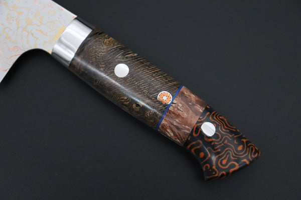 Takeshi Saji Bunka Takeshi Saji SUMMIT ― Limited Edition Custom Series SMT-1209 VG-10W磨 Multi-Colored Golden-Rainbow Damascus Bunka 175mm (6.8 Inch)