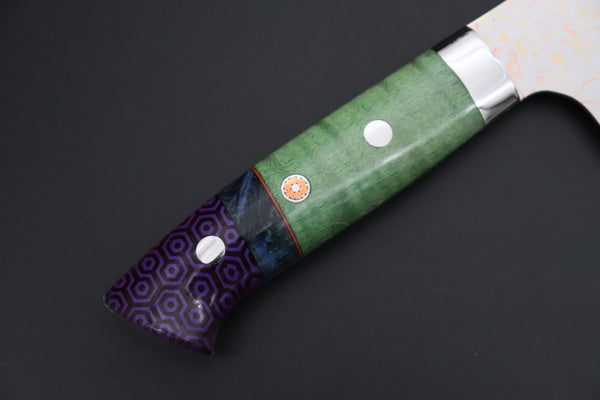 Takeshi Saji Bunka Takeshi Saji SUMMIT ― Limited Edition Custom Series SMT-1210 VG-10W磨 Multi-Colored Golden-Rainbow Damascus Bunka 175mm (6.8 Inch)